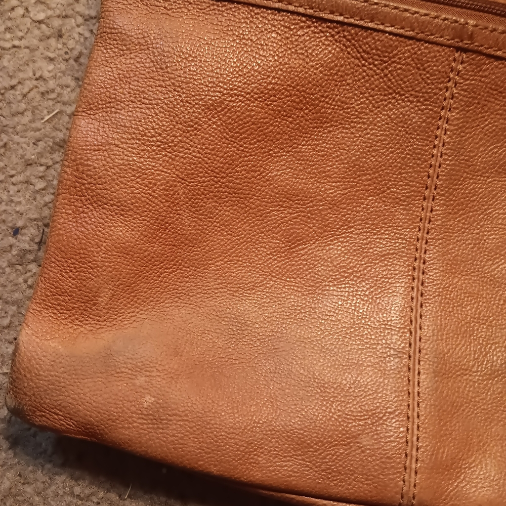 Fossil Patchwork Leather Brown Boho Crossbody Bag - image 4